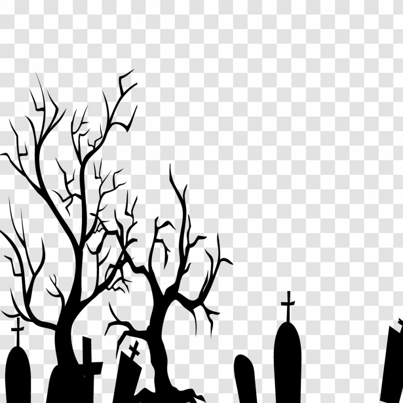 Black And White Halloween Wallpaper Transparent PNG