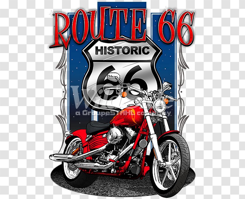 T-shirt Car U.S. Route 66 Motorcycle Chopper - Vehicle Transparent PNG