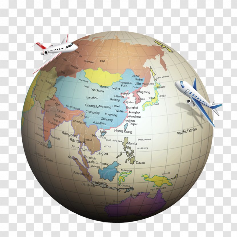 Globe Airplane Respina Airline - Free To Pull The Material Plane Transparent PNG