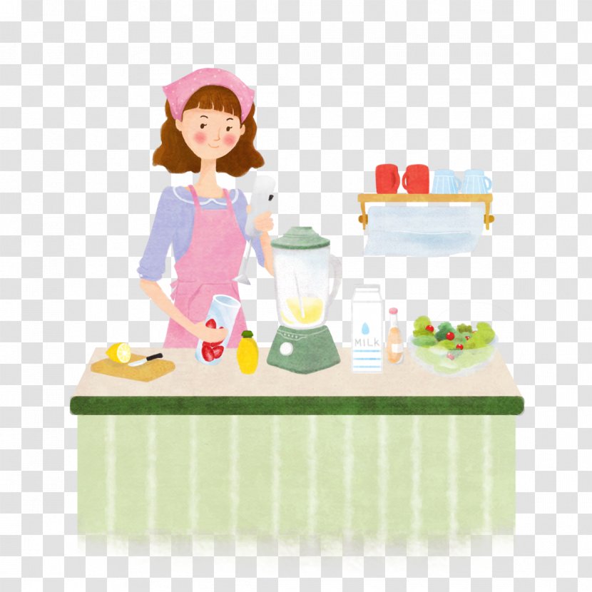 Housewife Kitchen Illustration - Drinkware - Beauty Transparent PNG