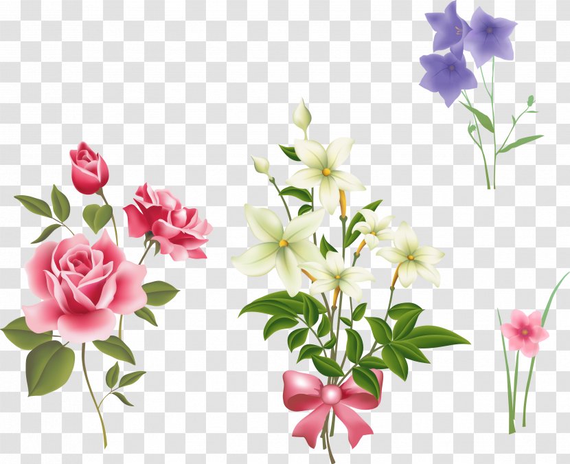 Rose Pink Flower Clip Art - Order - Vector Flowers Transparent PNG