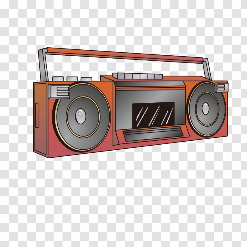 Boombox U6536u97f3u673a - Media Player - Painted Red Radio Pictures Transparent PNG