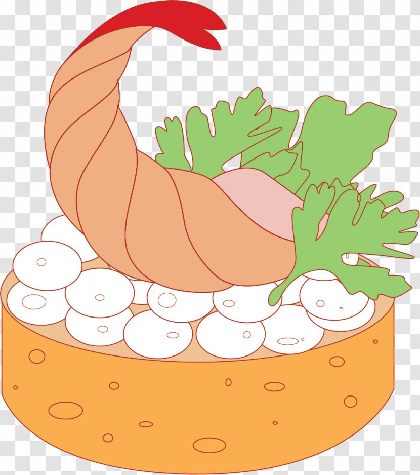 Clip Art - Hand - Shrimp And Green Vegetables Transparent PNG