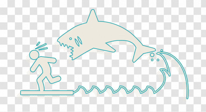 People Icon Fish Icon Shark Attack Icon Transparent PNG