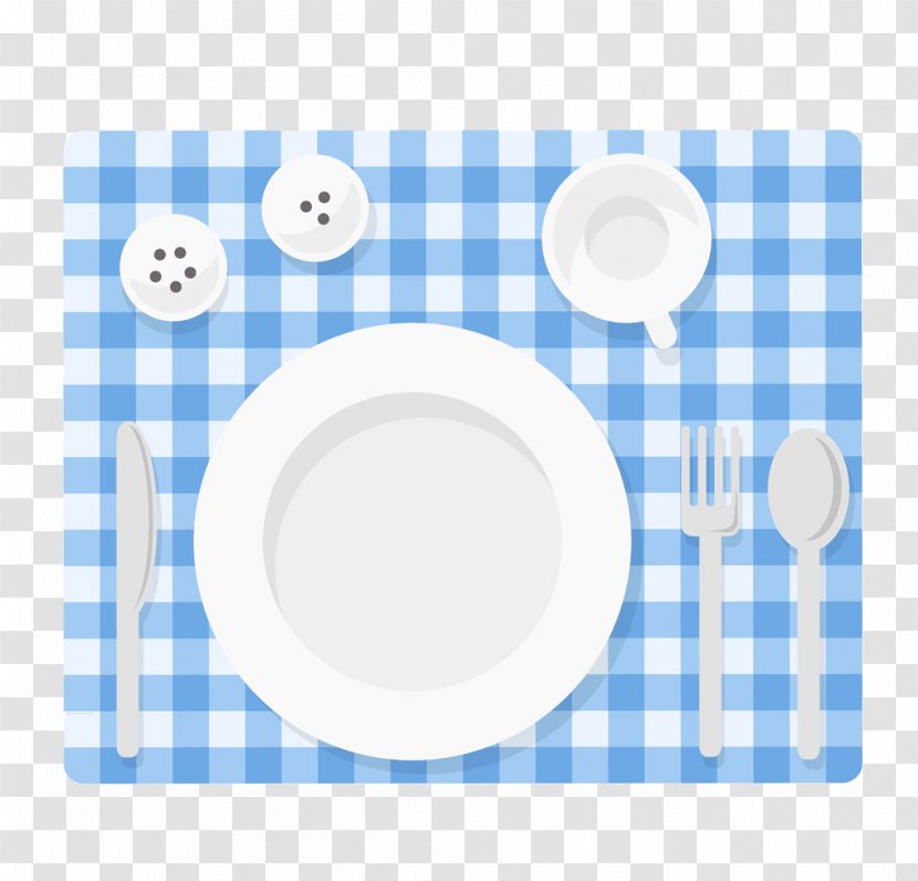 Paper Gift Wrapping Gingham Check Tartan - White - Cutlery On Blue Table Linen Transparent PNG