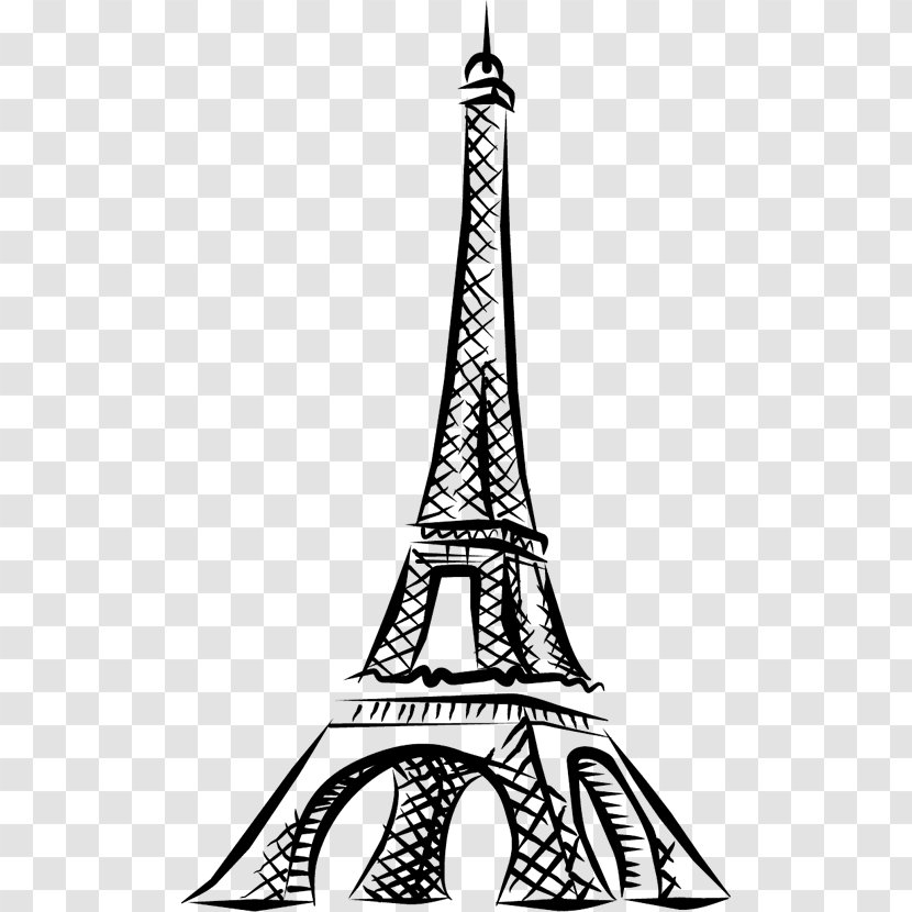 Eiffel Tower Drawing Line Art - Monochrome Transparent PNG
