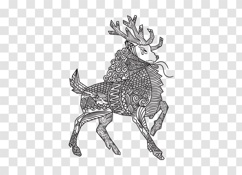 Reindeer Illustration Coloring Book Drawing Vector Graphics Transparent PNG