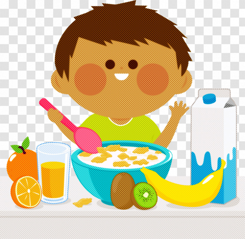 Cartoon Vegetarian Food Child Eating Meal Transparent PNG