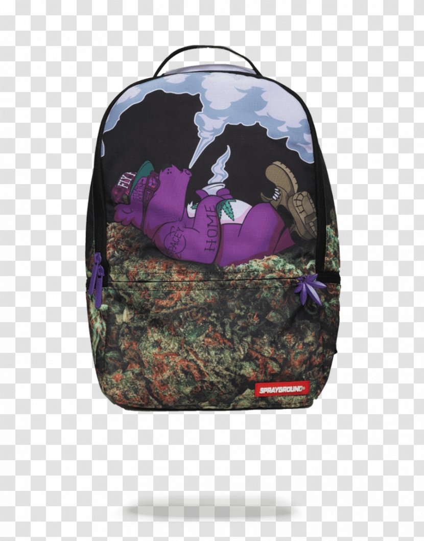 Sprayground Marvel Civil War Backpack Cannabis Duffel Bags - 420 Day - Purple Bear Transparent PNG