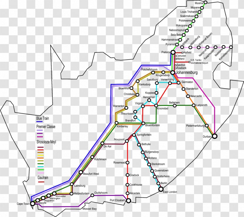 Rail Transport In South Africa Train Durban Map Transparent PNG