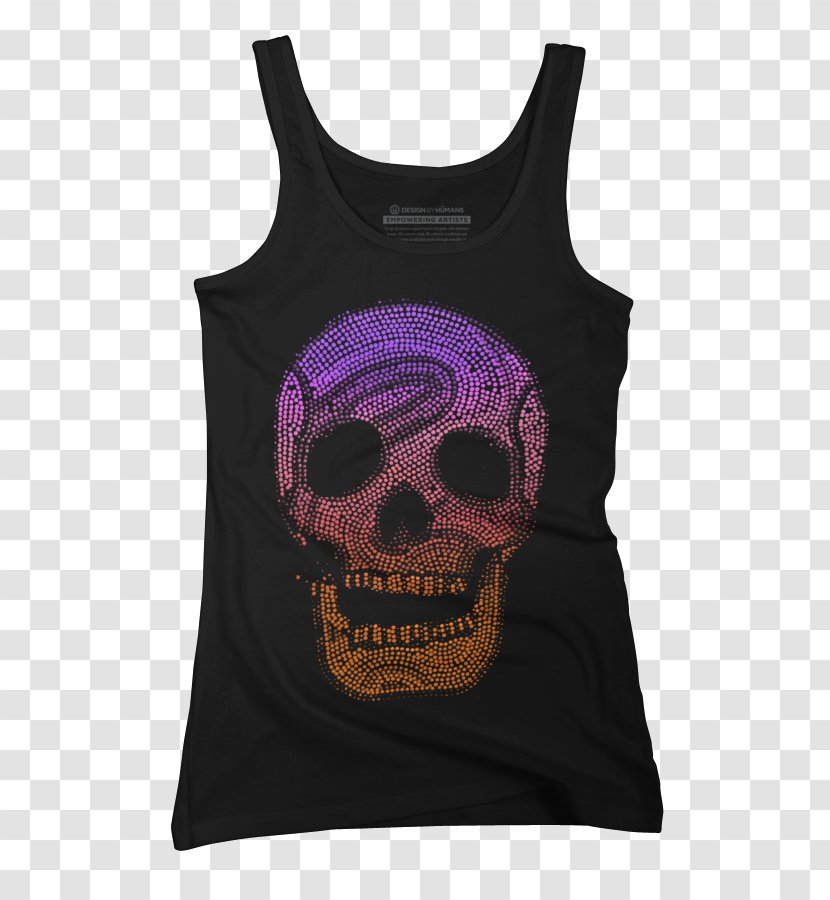 Gilets T-shirt Sleeve Skull Font - Black Transparent PNG