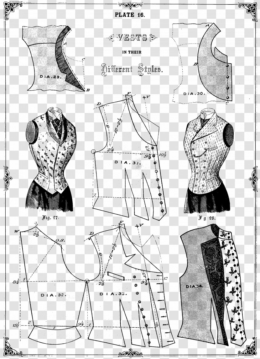 Clothing Dress Sewing Waistcoat Pattern - Frame - Practical Pictures Transparent PNG