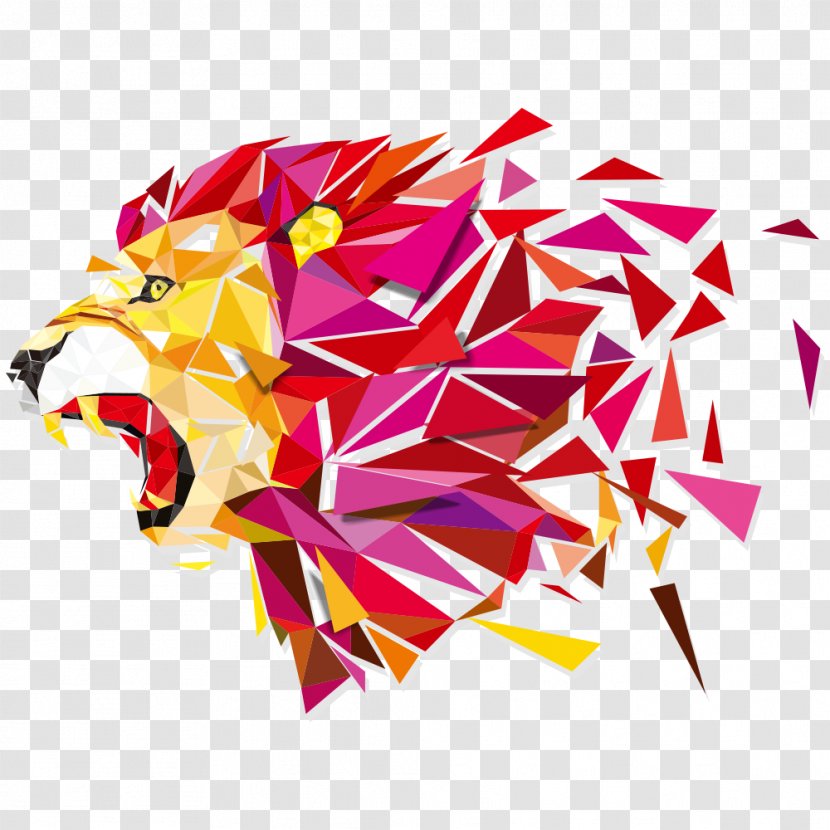 Lion Geometry Printmaking Illustration - Lions Triangle Vector Transparent PNG