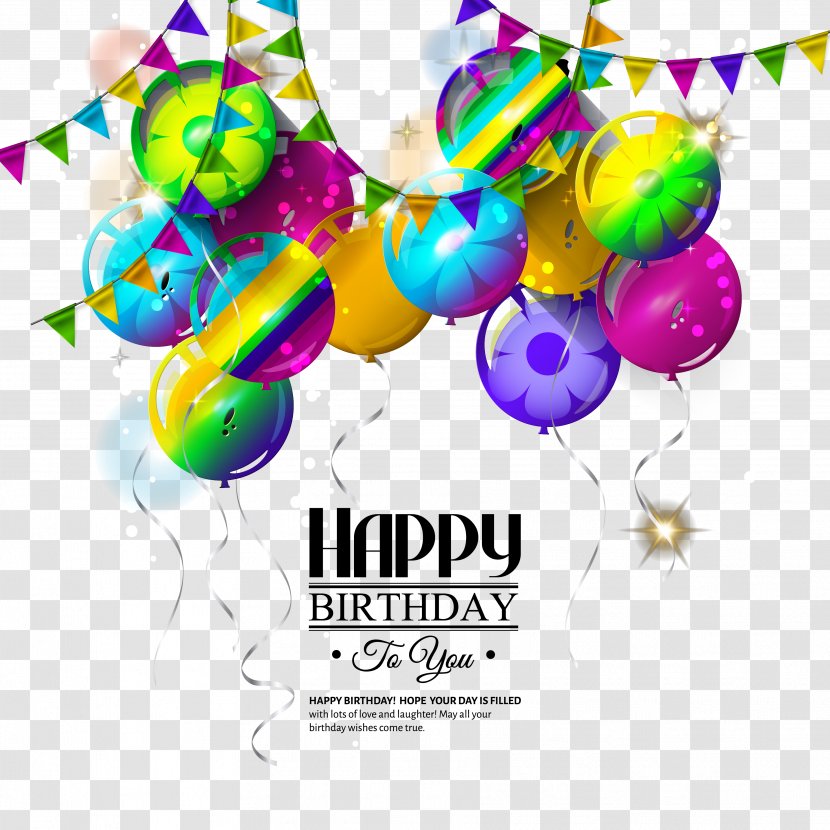 Happy Birthday To You Greeting Card Illustration - Confetti - Theme Vector Material Transparent PNG