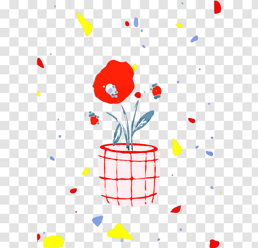 Cartoon Flower Red Petal Line Transparent PNG