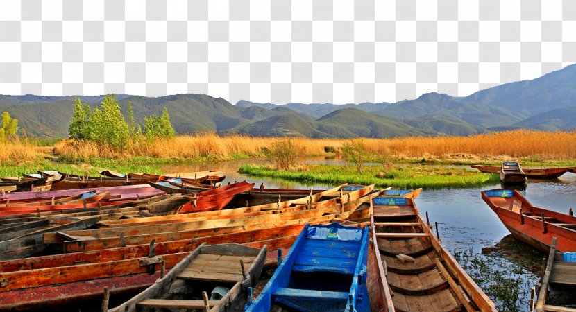 Lugu Lake Qingshui District - Google Images - Shore Wooden Boat Transparent PNG