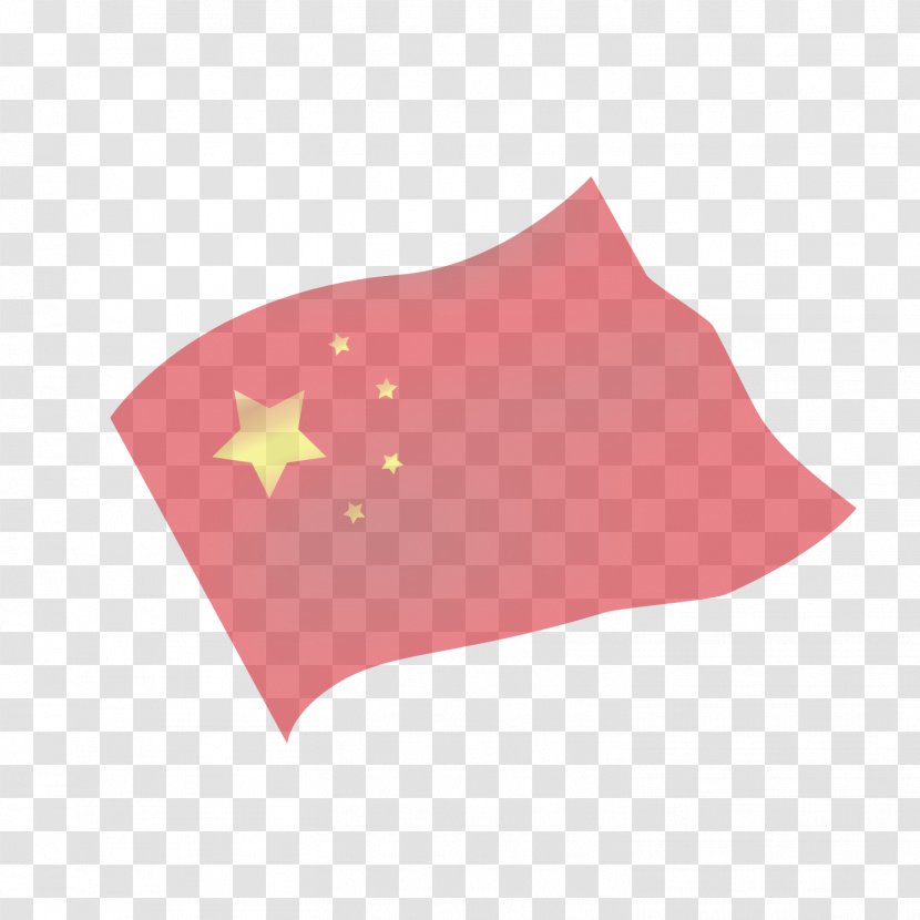 Red Flag Of China - Vector Fluttering Five Star Transparent PNG