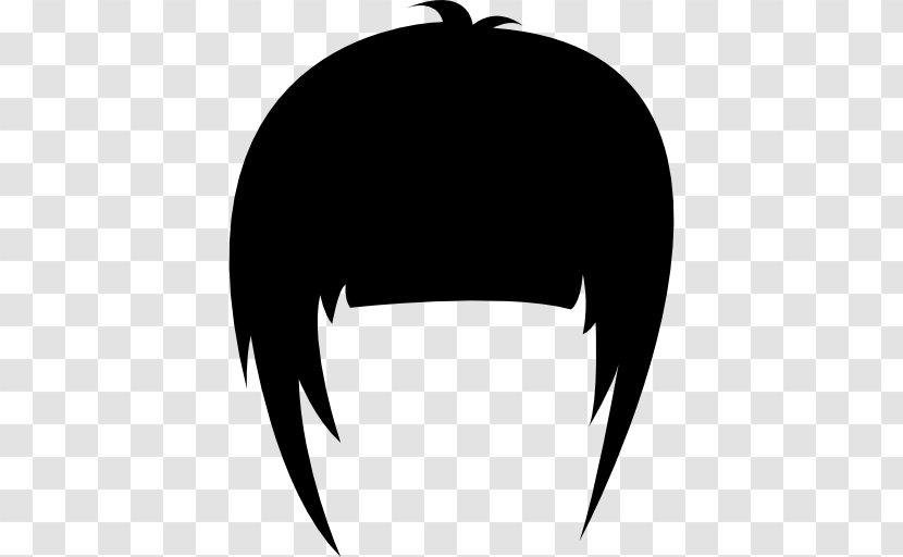 Bangs Wig Hairstyle - Black And White - Vector Transparent PNG