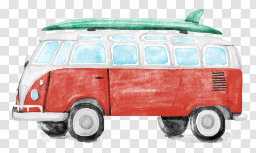 Volkswagen Type 2 Drawing Watercolor Painting Transporter - Automotive Design Transparent PNG