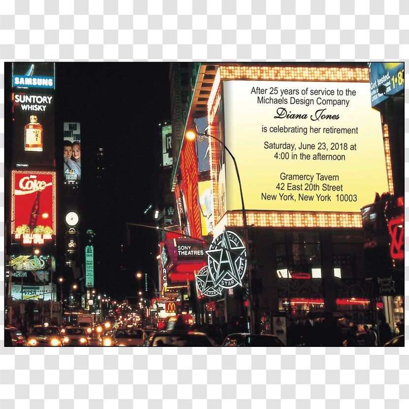 Times Square Sweet Sixteen Birthday Party - Retirement Transparent PNG