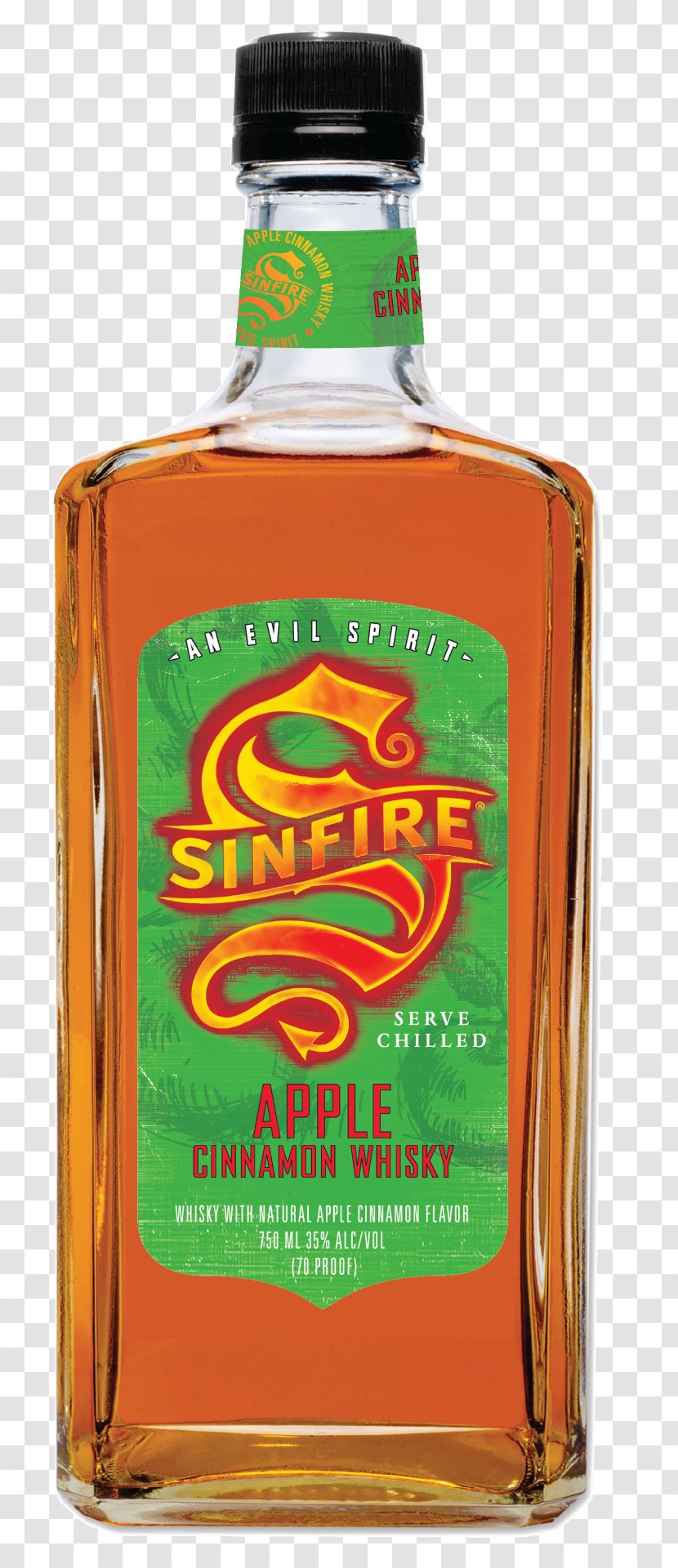 Sinfire Fireball Cinnamon Whisky Whiskey Canadian Liquor - Alcoholic Beverage - Drink Recipes Transparent PNG