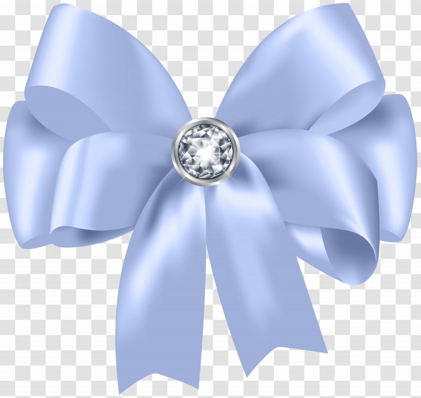 Ribbon Clip Art - Pink - Beautiful Blue Bow With Diamond Transparent PNG