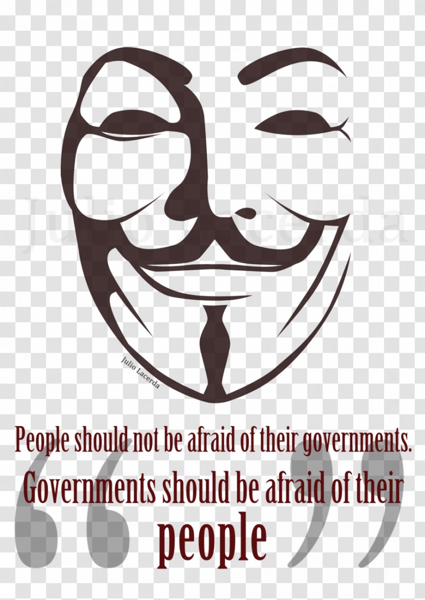 V For Vendetta Guy Fawkes Mask Stencil - Anonymous Transparent PNG