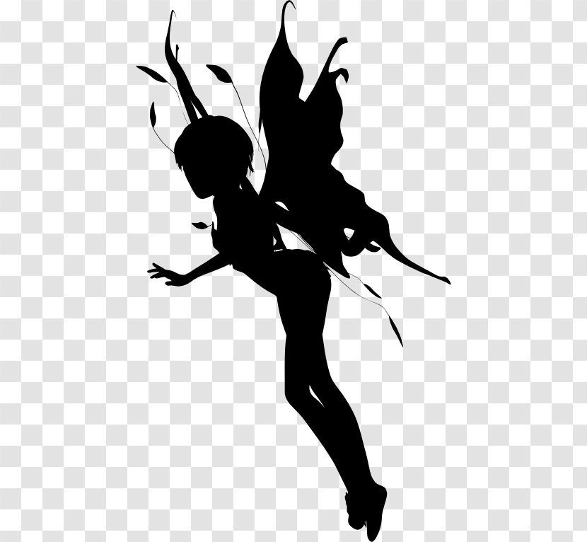Silhouette Fairy Clip Art - Black And White Transparent PNG