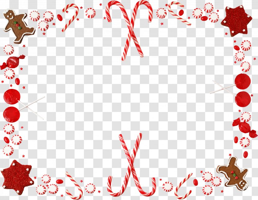 Candy Cane Christmas Borders And Frames Clip Art - New Year - Garland Frame Transparent PNG