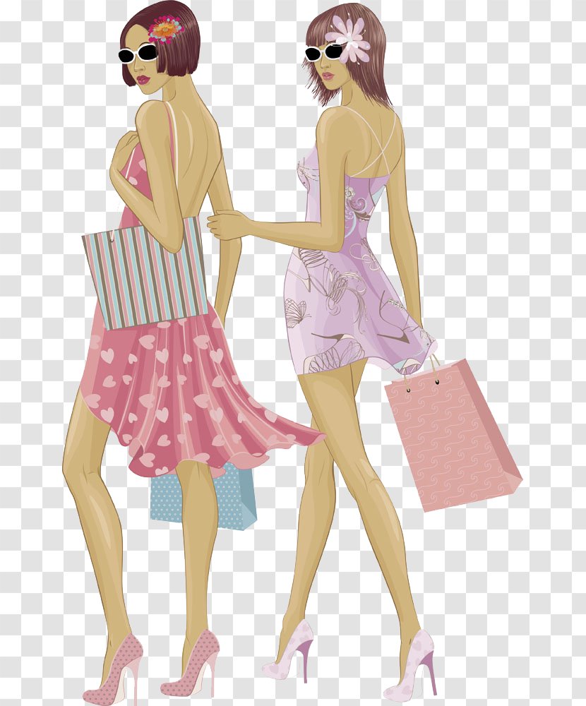 Shopping Stock Photography Illustration - Flower - Cartoon Women Transparent PNG