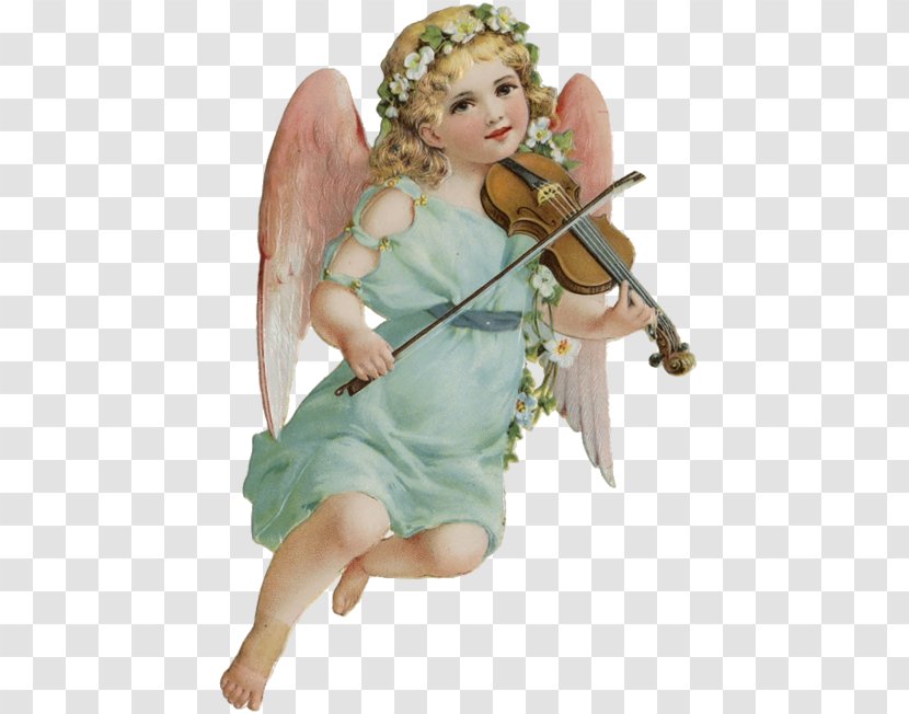 Cherub Violin Technique Angel - Silhouette - Vintage Transparent PNG