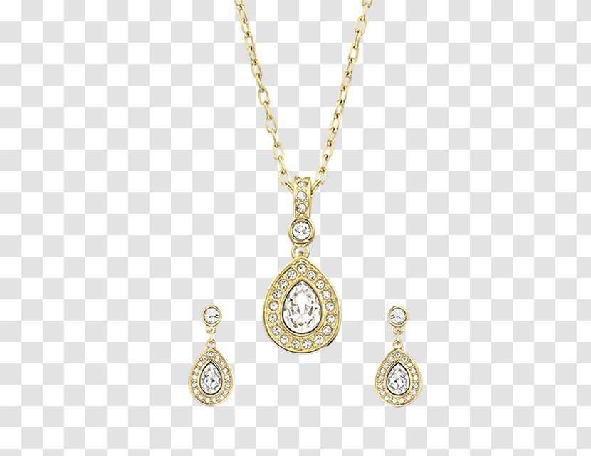 Earring Locket Necklace Gold Jewellery - Parure Transparent PNG