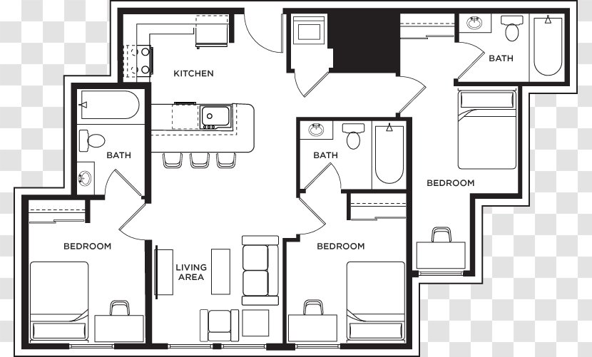 Floor Plan Architecture Residential Area - Bed Transparent PNG