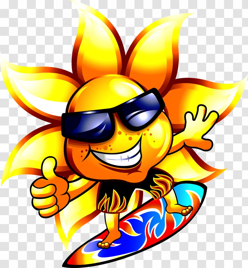 Common Sunflower Surfing Clip Art - Silhouette - Cartoon Sun Transparent PNG