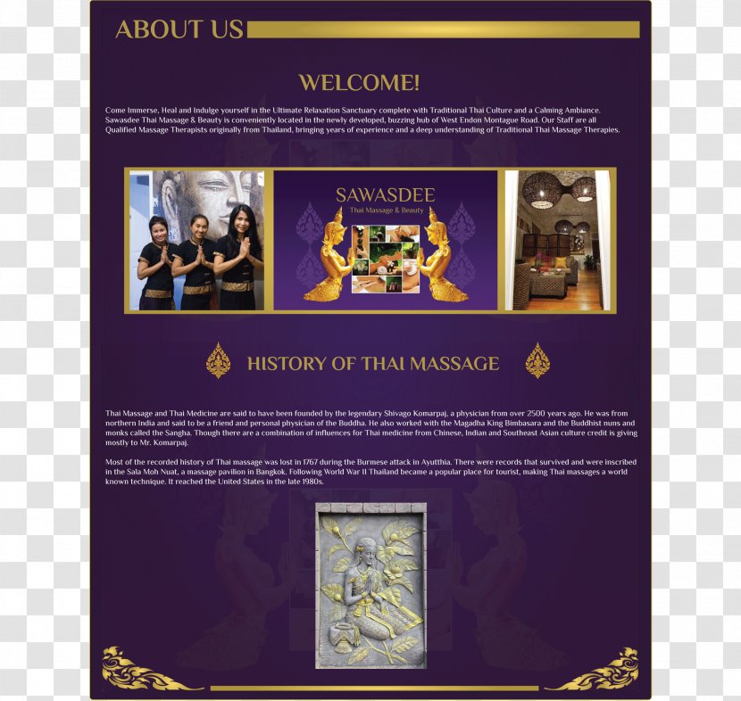 Sawasdee Thai Massage & Beauty Montague Road Advertising Transparent PNG