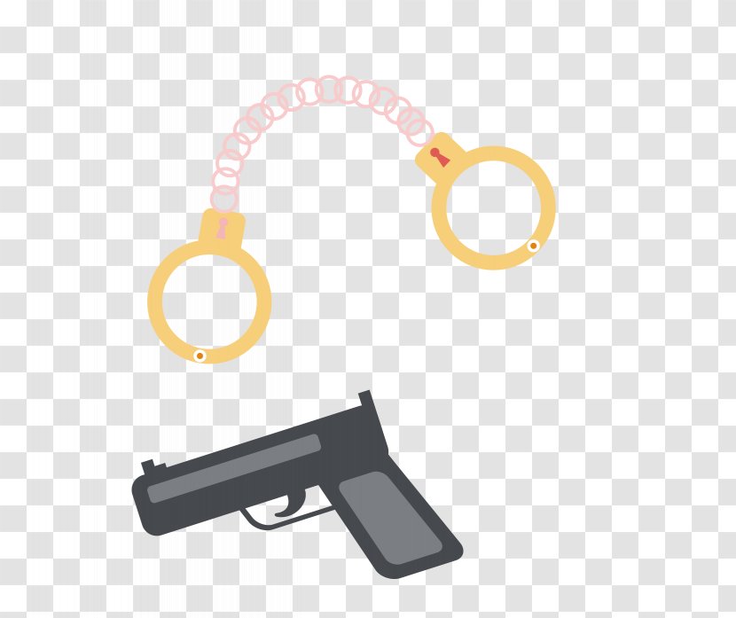 Handcuffs Pistol Firearm - Cartoon - Creative Combinations Of And A Transparent PNG