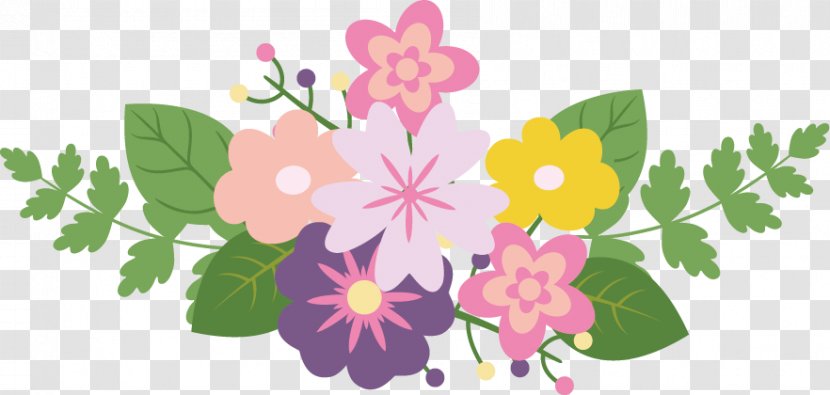 Flower Ribbon - Wreath - Floral Border Design Transparent PNG