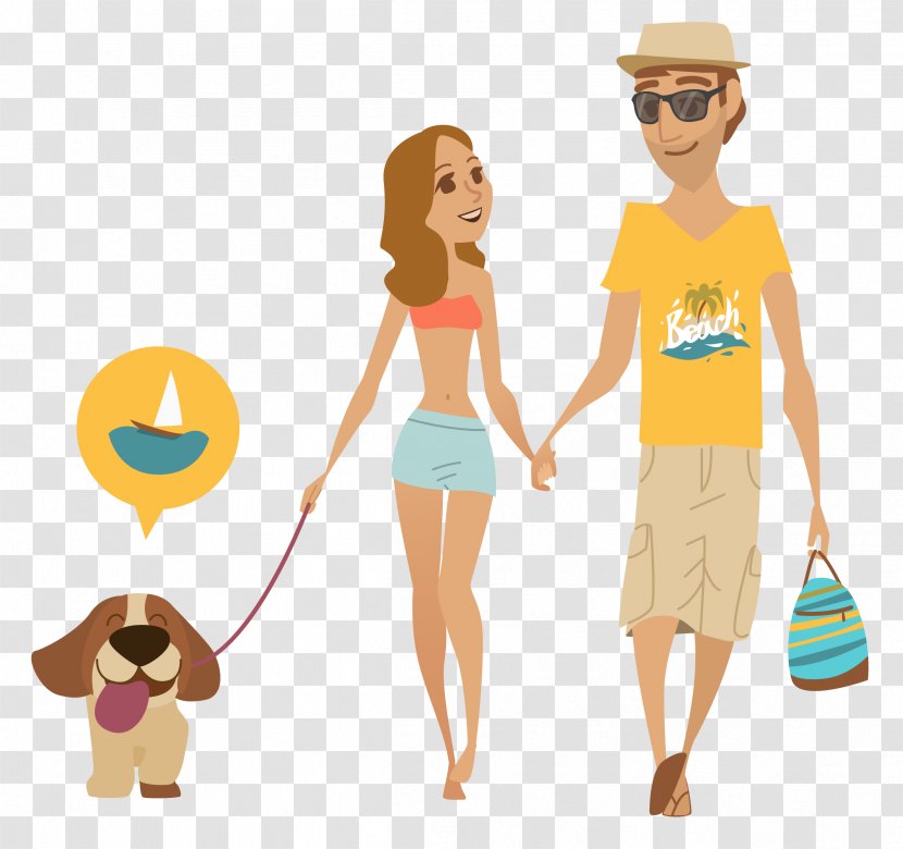 Dog Illustration - Cartoon - Walking Couple Transparent PNG