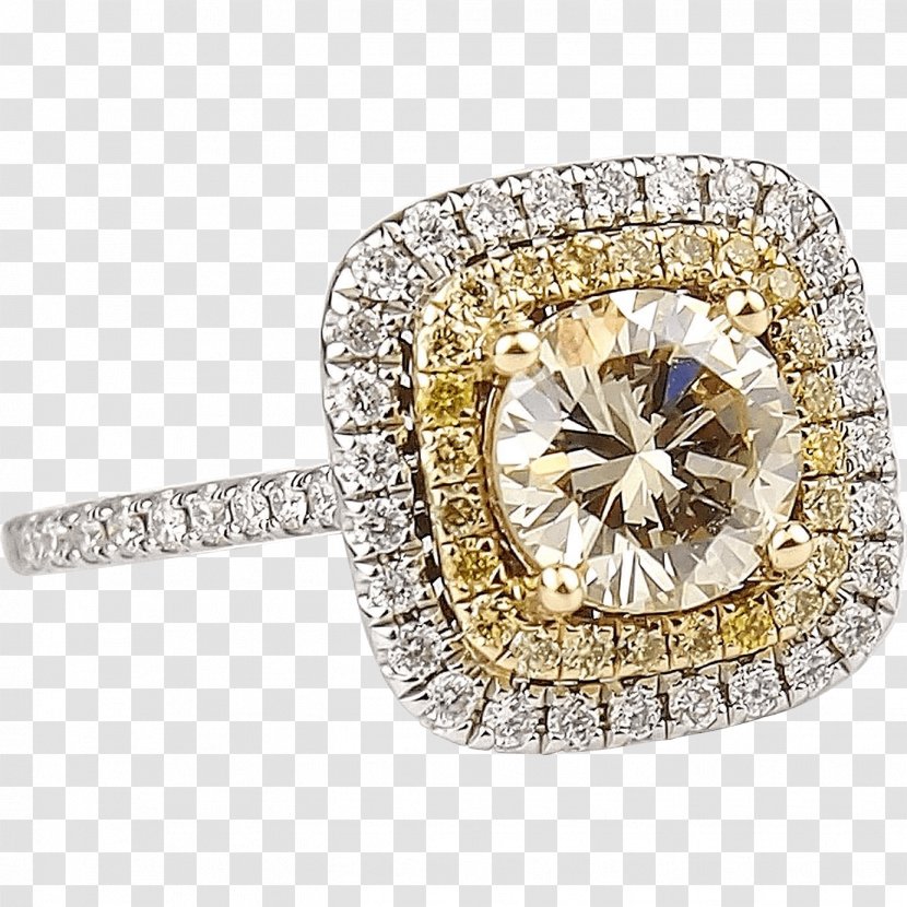 Diamond Cut Engagement Ring - Gold Transparent PNG