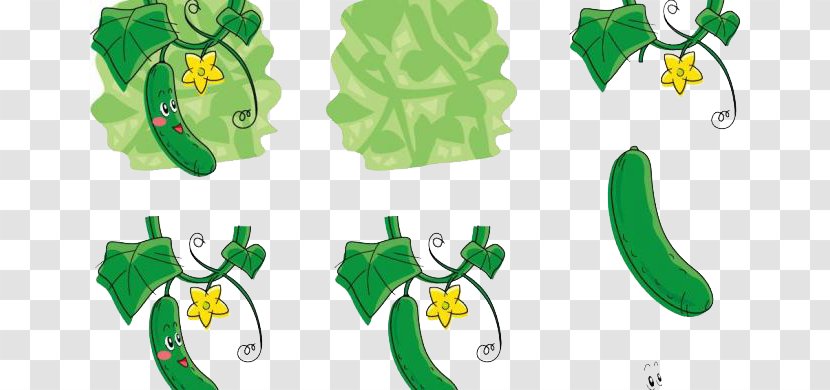 Juice Cucumber Vegetable Cartoon - Plant - Painted Green Creative Expression Transparent PNG