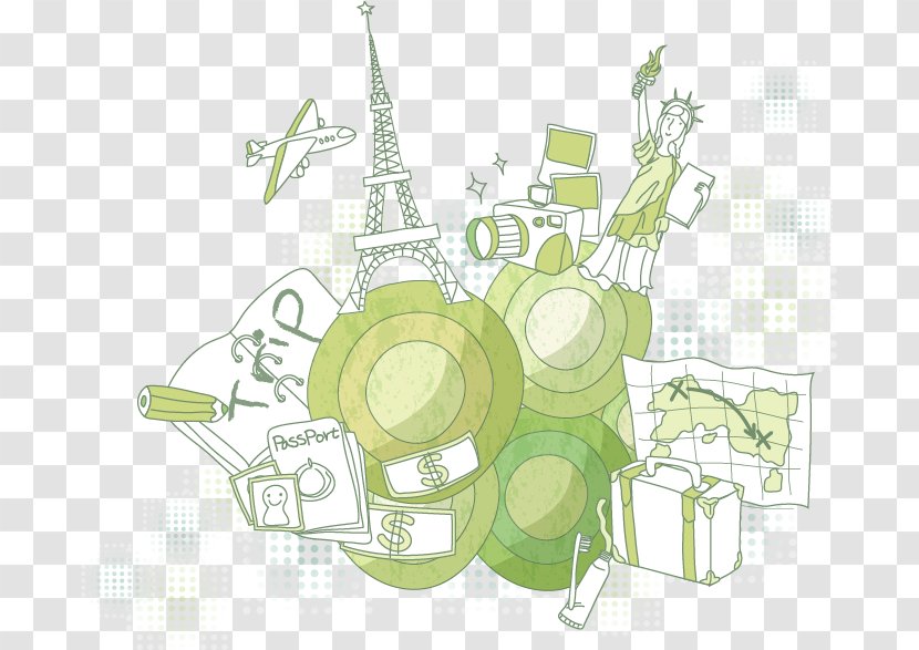 Statue Of Liberty Eiffel Tower Illustration - Green Transparent PNG