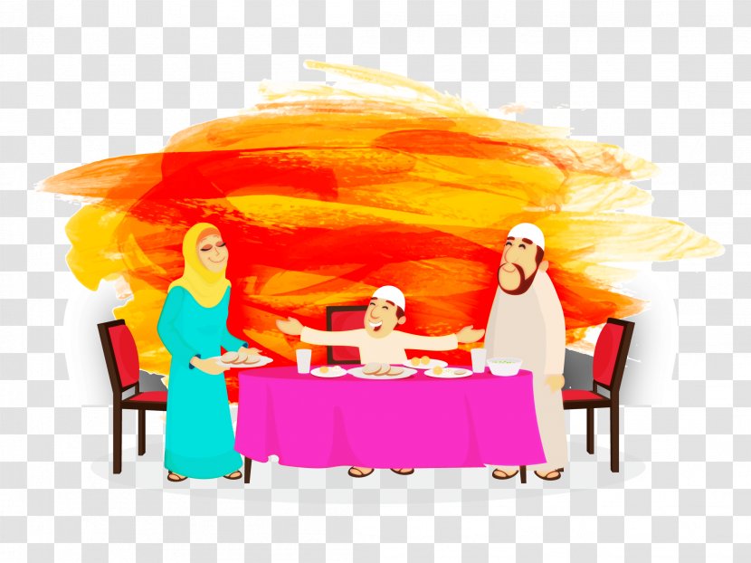 Royalty-free Iftar Illustration - Drawing - Vector Muslim Family Transparent PNG
