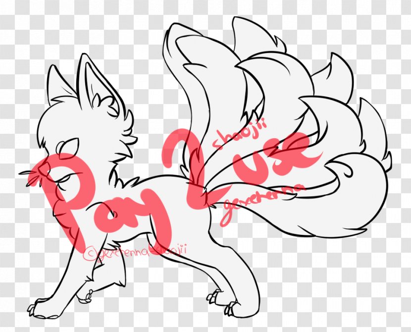 Nine-tailed Fox Canidae Kitsune Drawing Line Art - Tree - Nine Tailed Transparent PNG