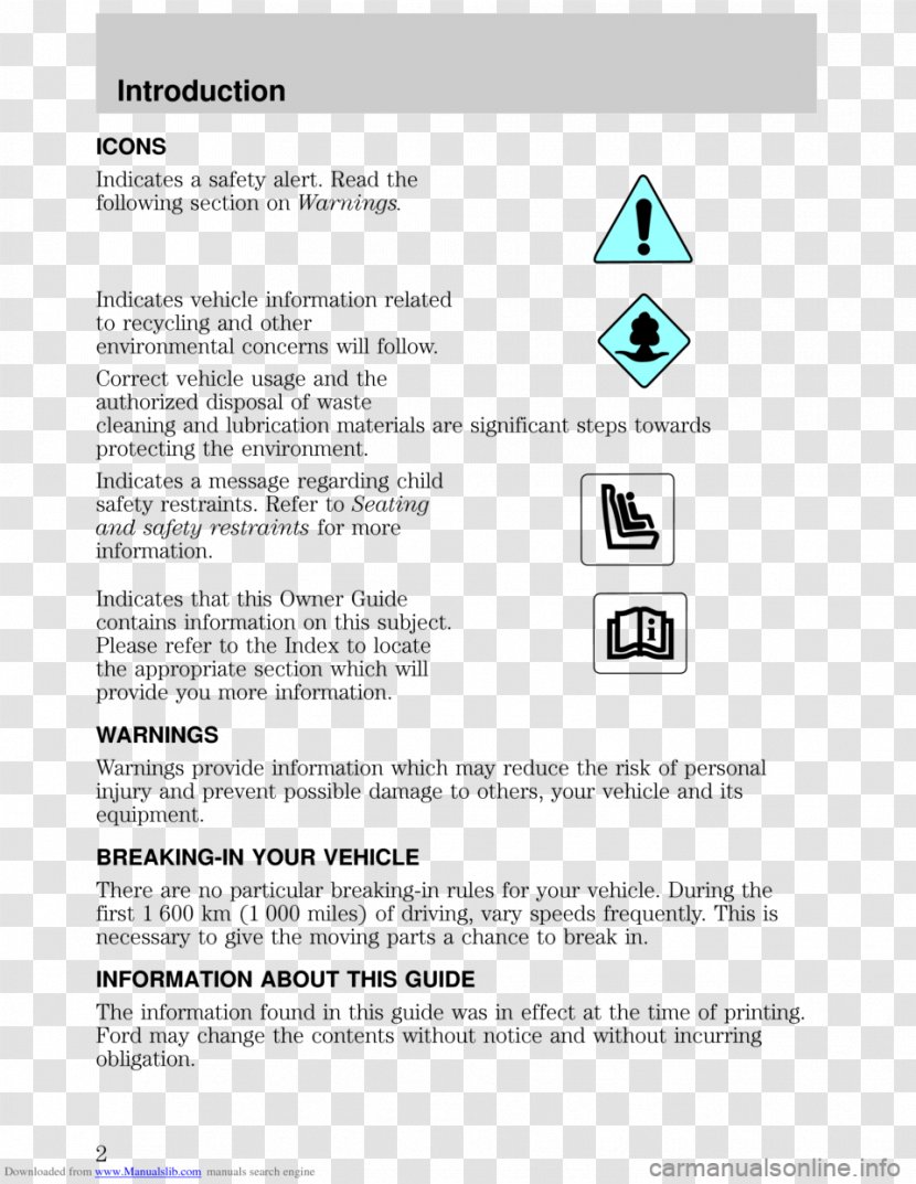 2001 Mercury Grand Marquis Ford Motor Company Information Document Transmitter - Escort For The Child's Safety Transparent PNG