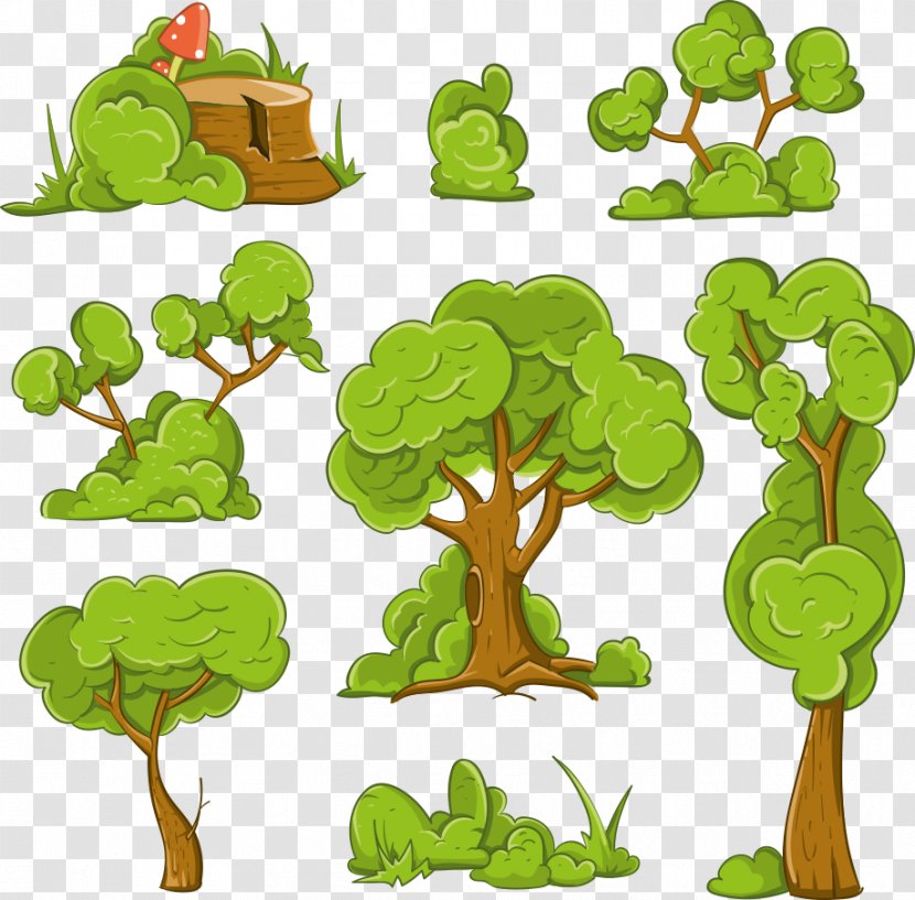 Cartoon Shrub Tree Illustration - Drawing - Vector Round Green Transparent PNG