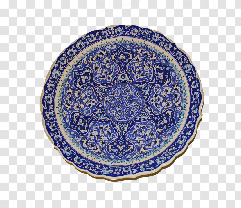 Plate Blue And White Pottery Ceramic Platter Circle - Dishware Transparent PNG