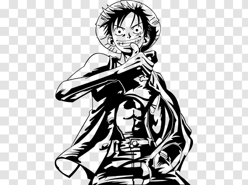 Monkey D. Luffy Trafalgar Water Law Portgas Ace One Piece - Cartoon - Monochrome Vector Transparent PNG