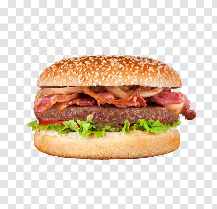 Cheeseburger Patty Hamburger Bacon Breakfast Sandwich - Dish Transparent PNG