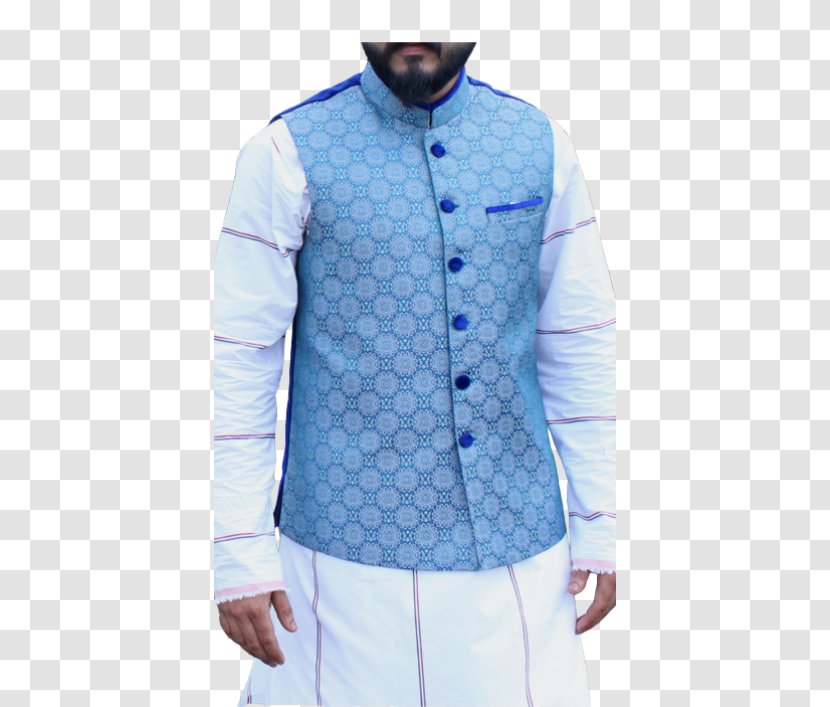 Blue Sleeve Button Waistcoat Outerwear Transparent PNG