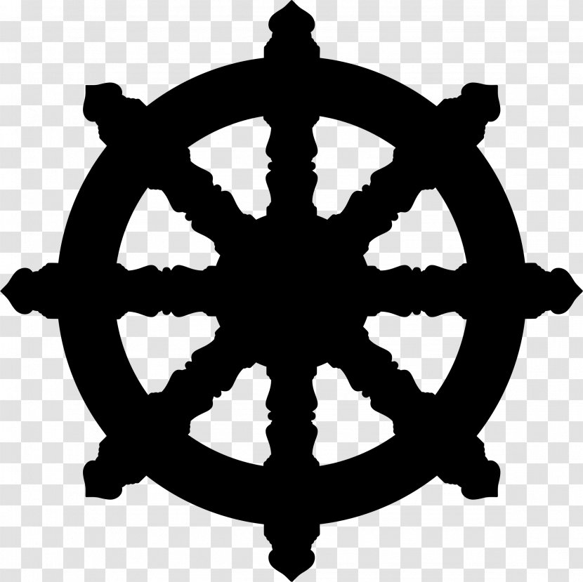 Dharmachakra Buddhism Buddhist Symbolism - Black And White - Buddha Transparent PNG